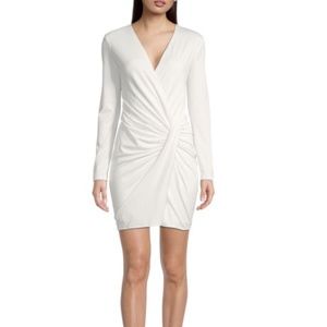 Black Halo White Long Sleeve Wrap Dress